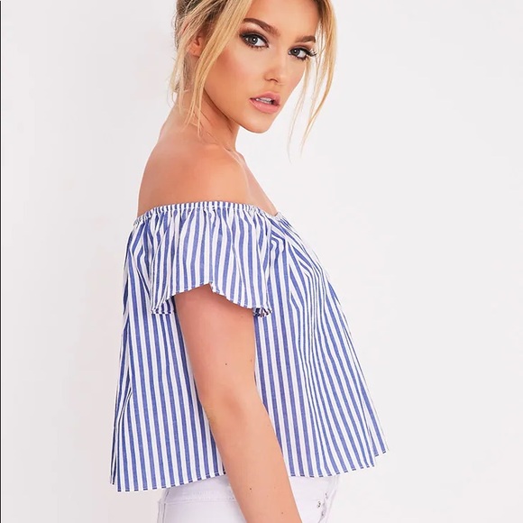Striped Off Shoulder Top - Picture 2 of 9